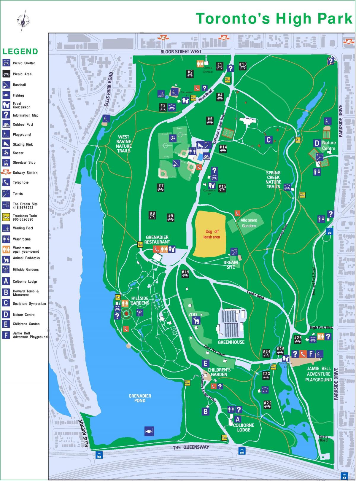 Kaart van Hoë park legende Toronto