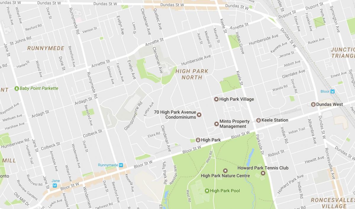 Kaart van Hoë Park omgewing Toronto