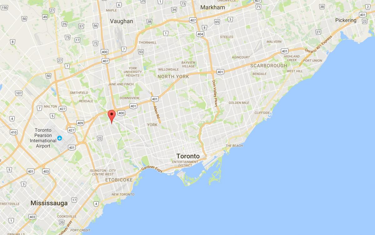 Kaart van Humber Hoogtes – Westmount distrik Toronto