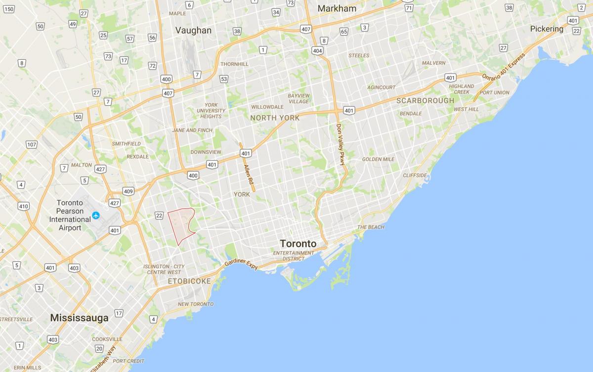 Kaart van Humber Vallei Dorp distrik Toronto