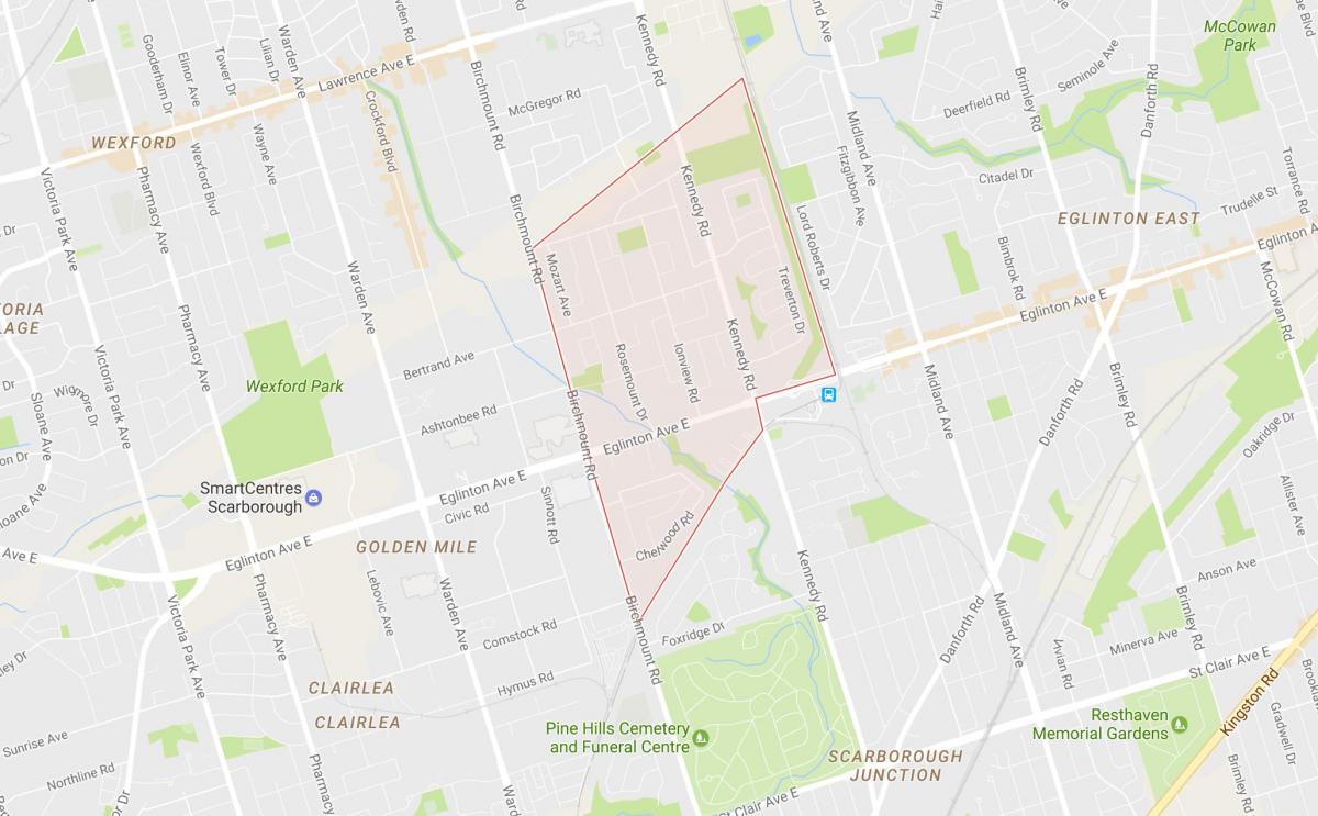 Kaart van Ionview omgewing Toronto