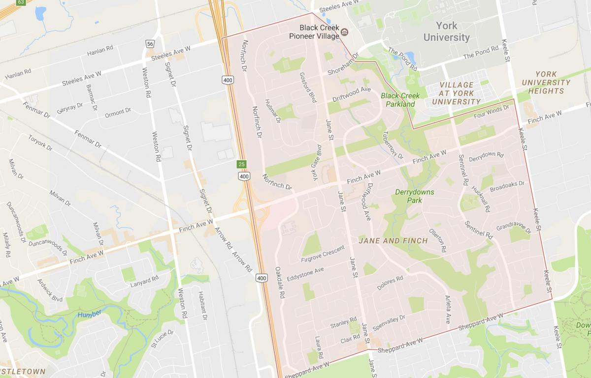Kaart van Jane en Finch omgewing Toronto