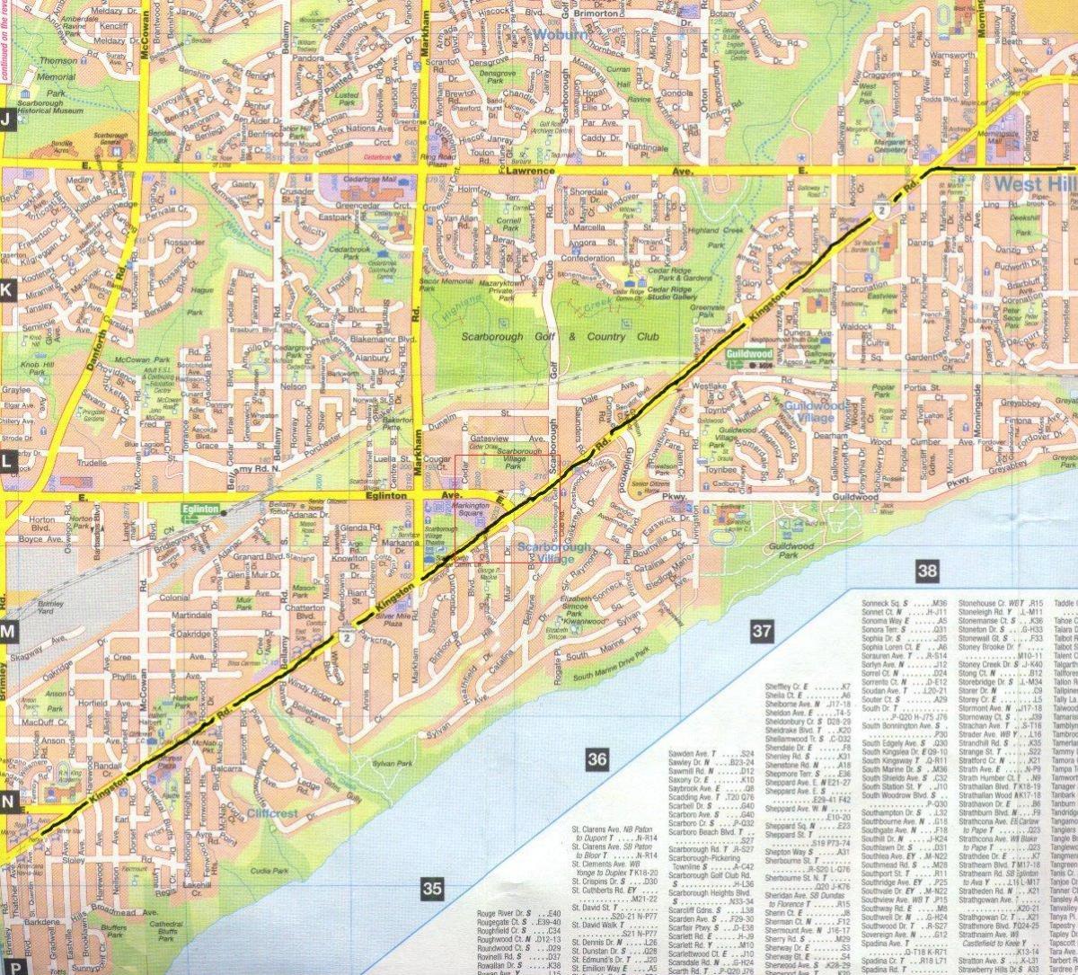 Kaart van Kingston pad Toronto