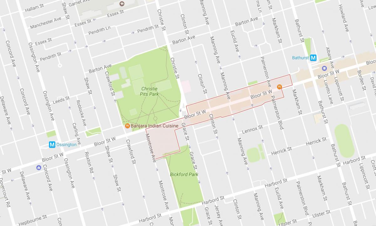 Kaart van Koreatown omgewing Toronto