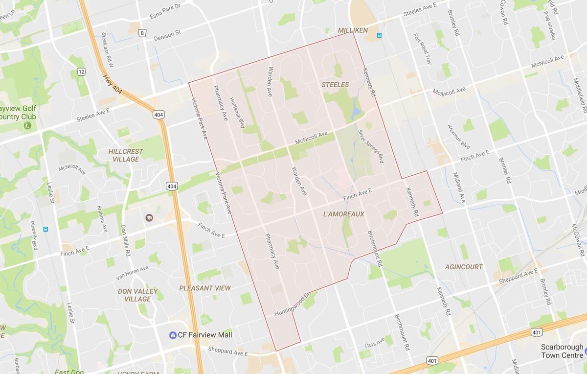 Kaart van L'Amoreaux omgewing Toronto