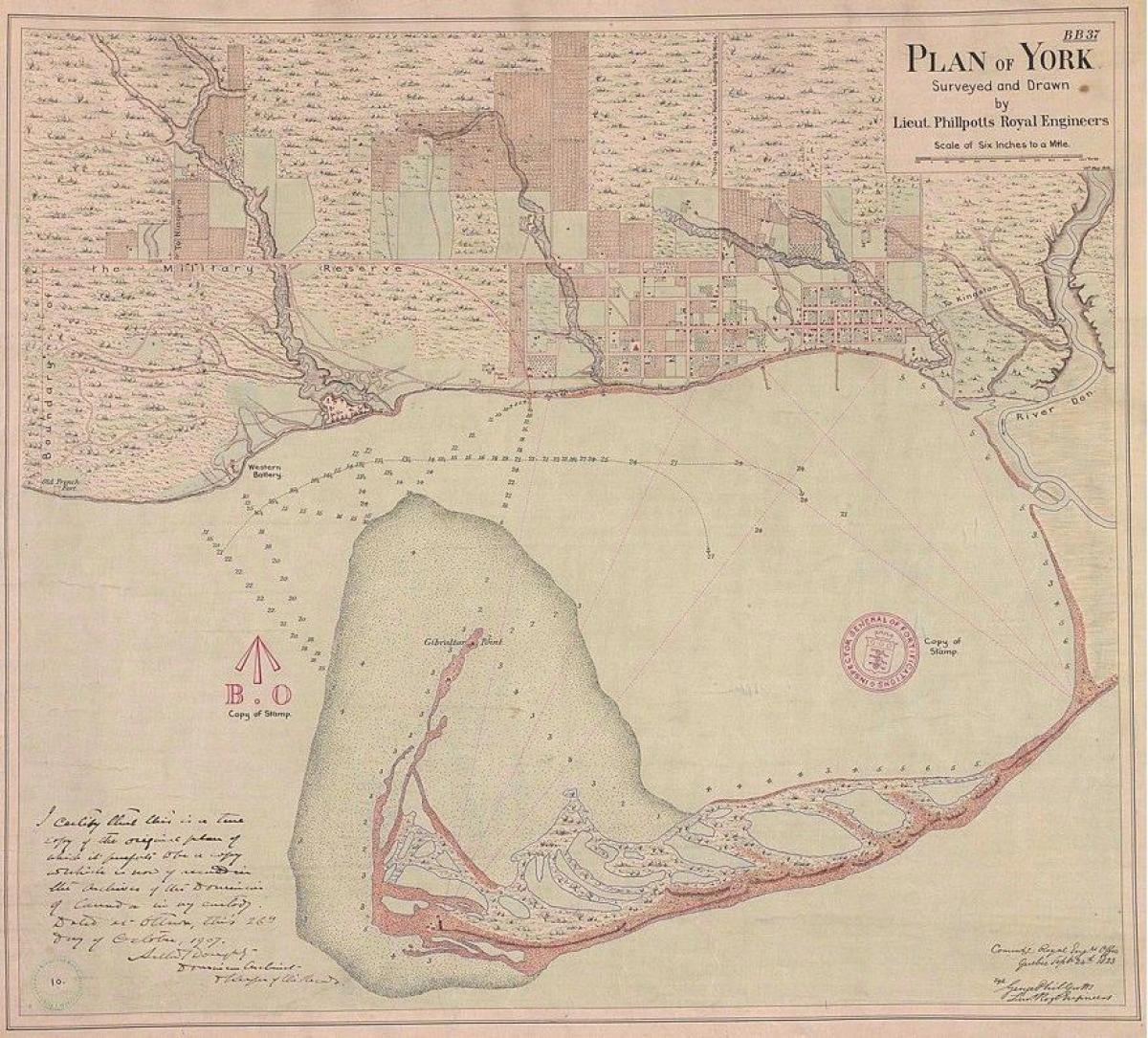 Kaart van die land van York, Toronto 1787-1884