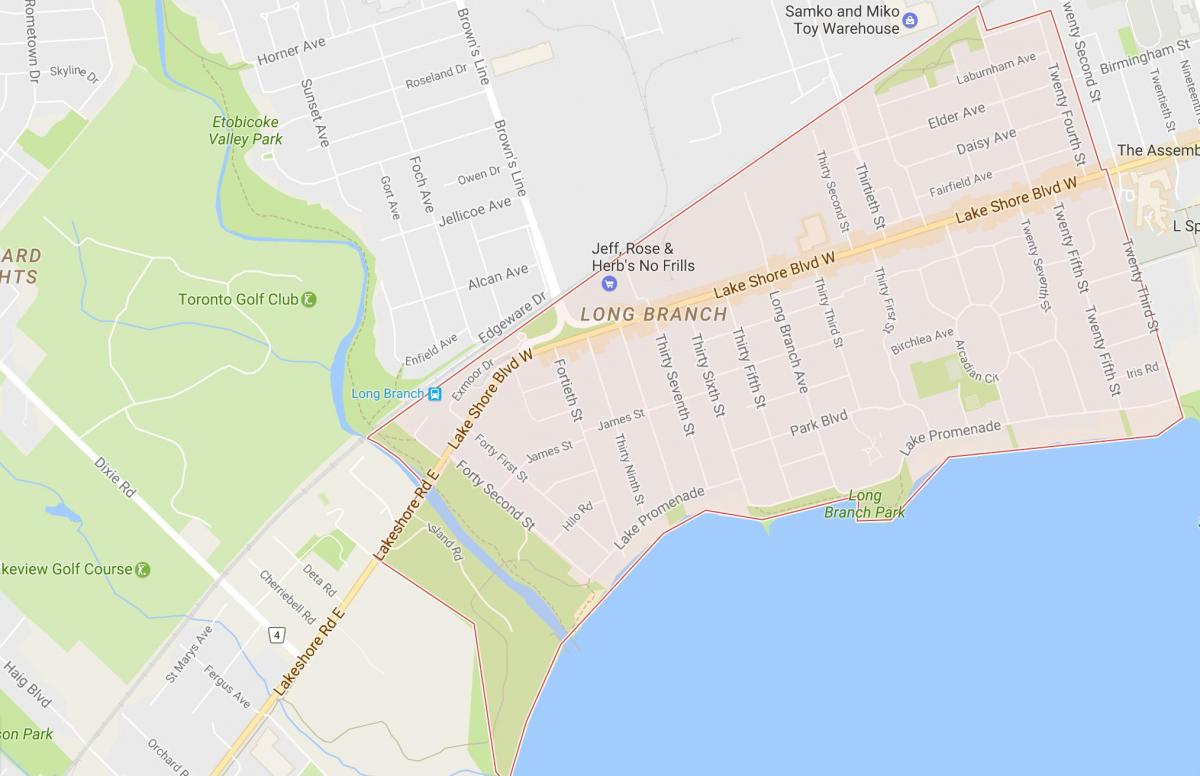 Kaart van die Lang Tak omgewing Toronto