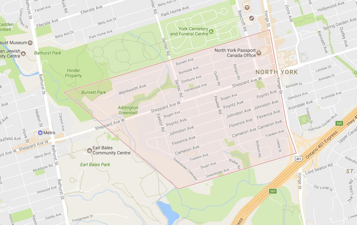 Kaart van Lansing omgewing Toronto