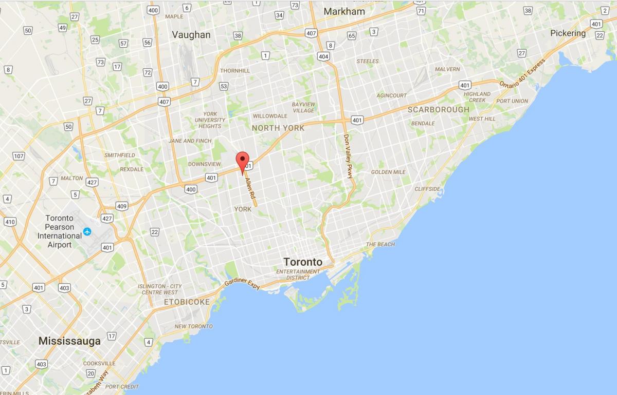 Kaart van Lawrence Hoogtes distrik Toronto