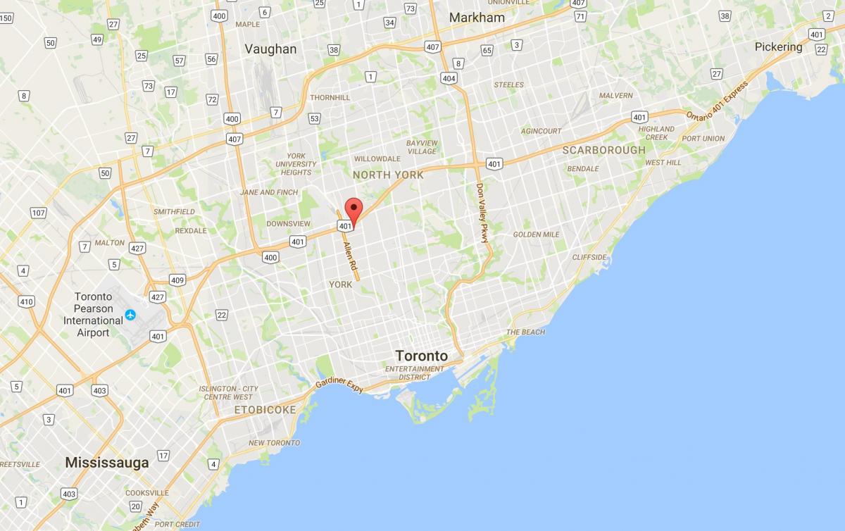 Kaart van Lawrence Manor distrik Toronto