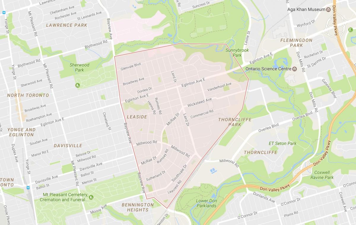 Kaart van Leaside omgewing Toronto