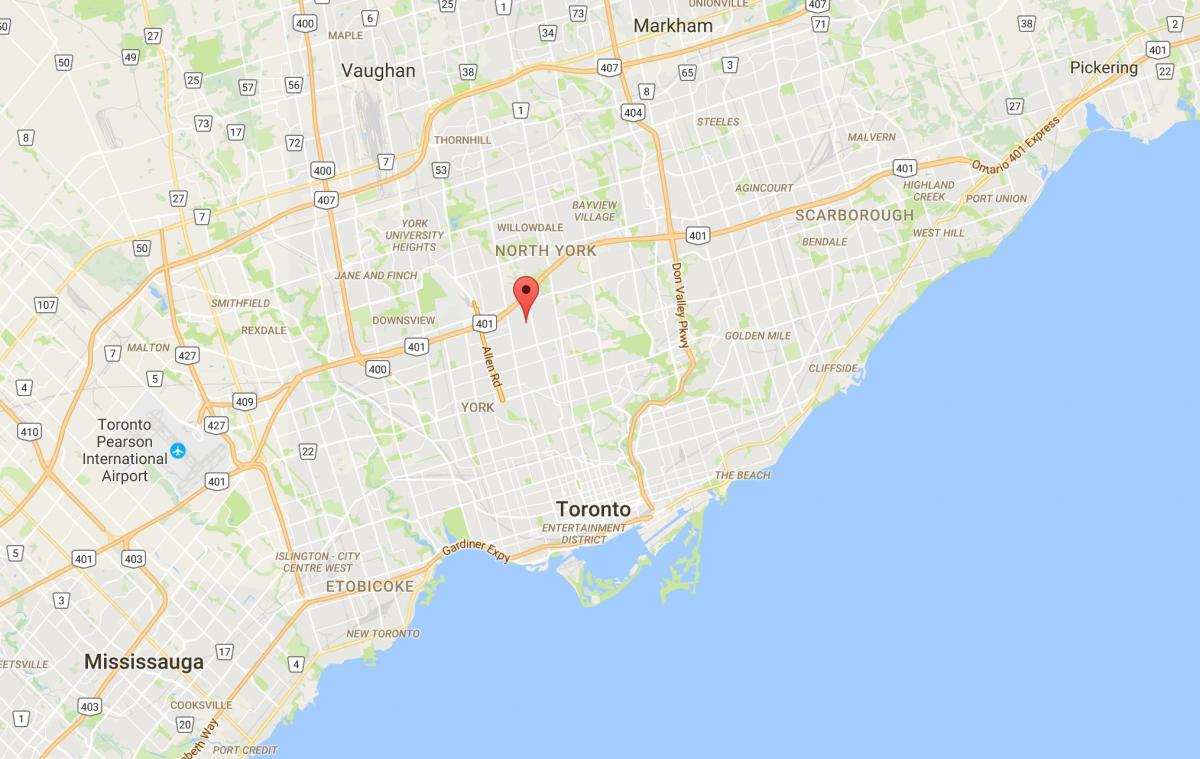 Kaart van die Ledbury Park distrik Toronto