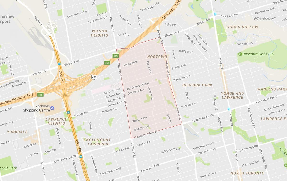 Kaart van die Ledbury Park omgewing Toronto