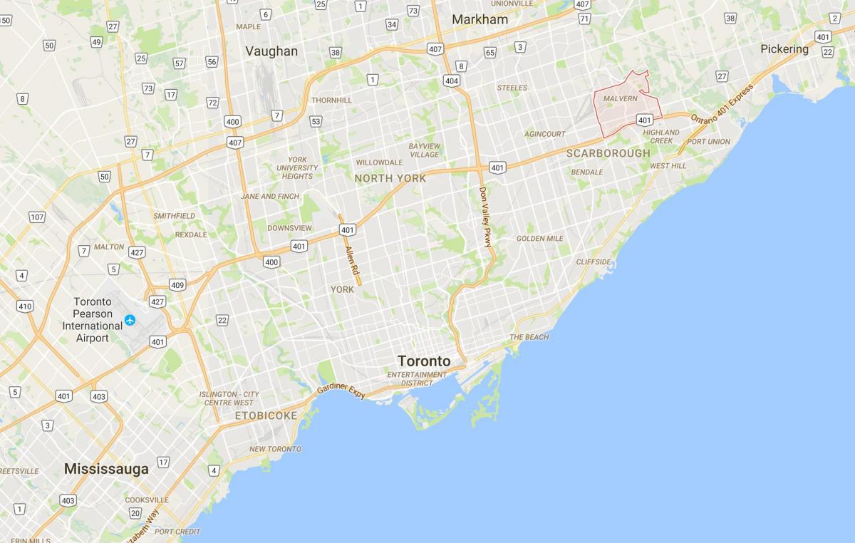 Kaart van Malvern distrik Toronto