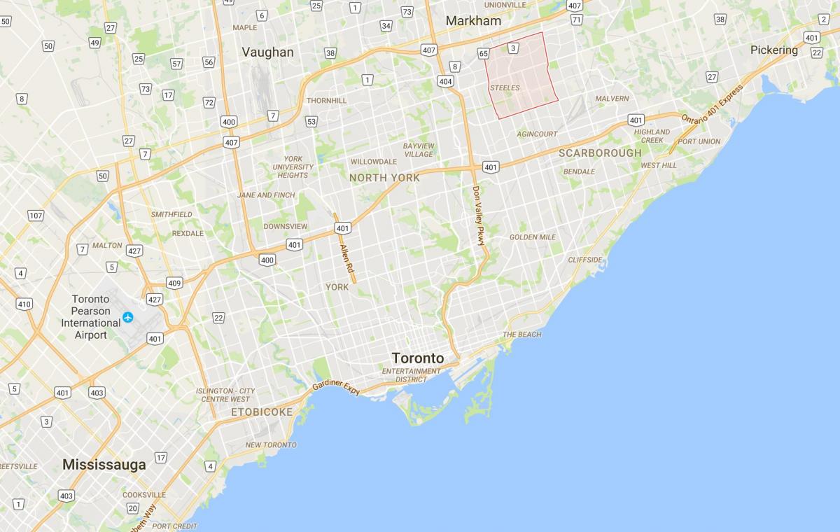 Kaart van Milliken distrik Toronto