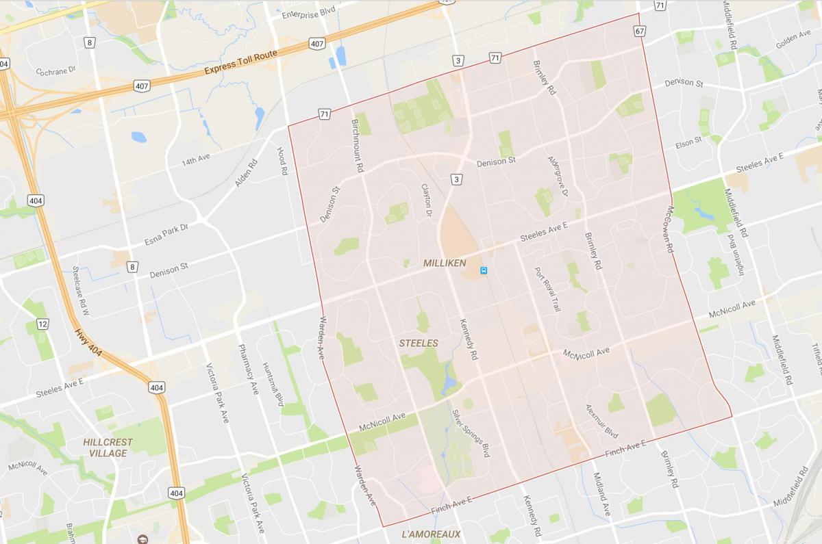 Kaart van Milliken omgewing Toronto