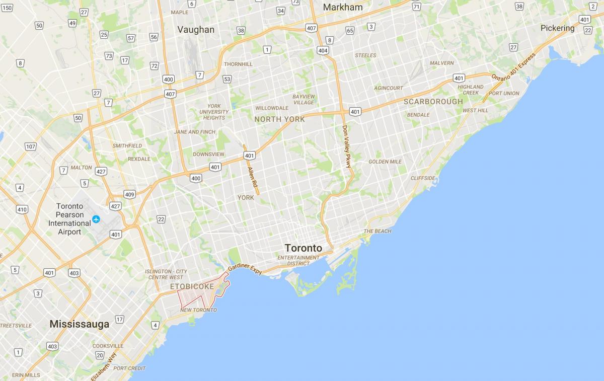 Kaart van Mimico distrik Toronto
