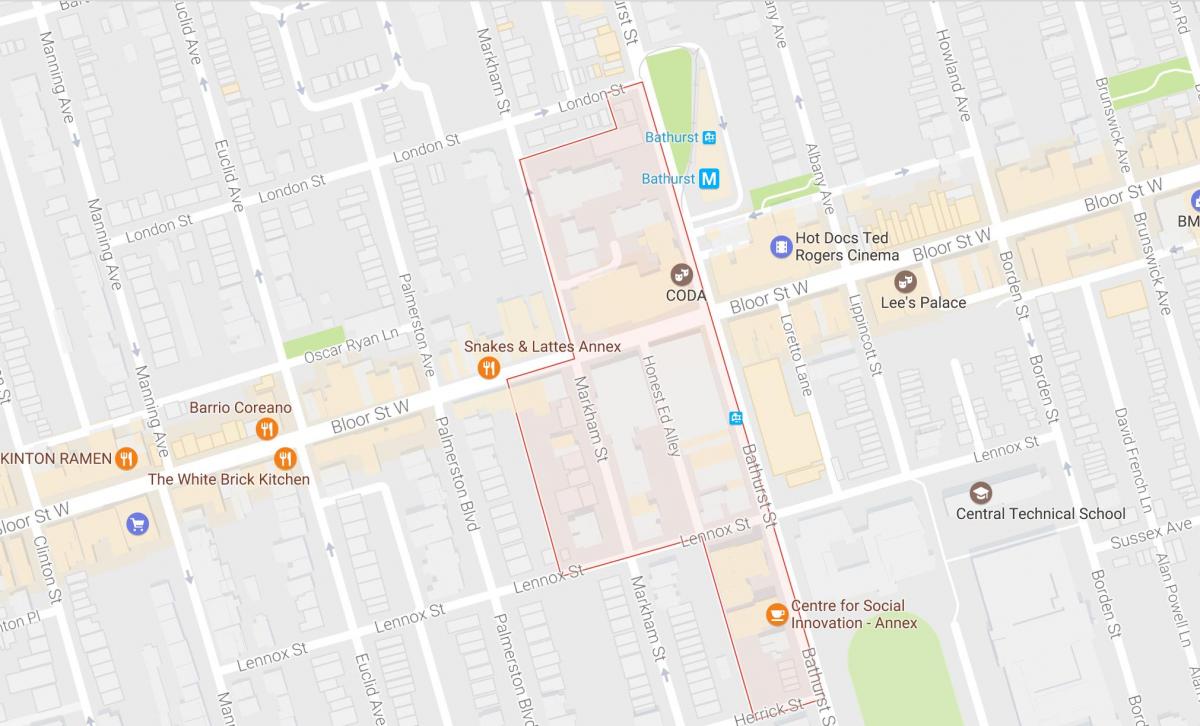 Kaart van Mirvish Dorp omgewing Toronto