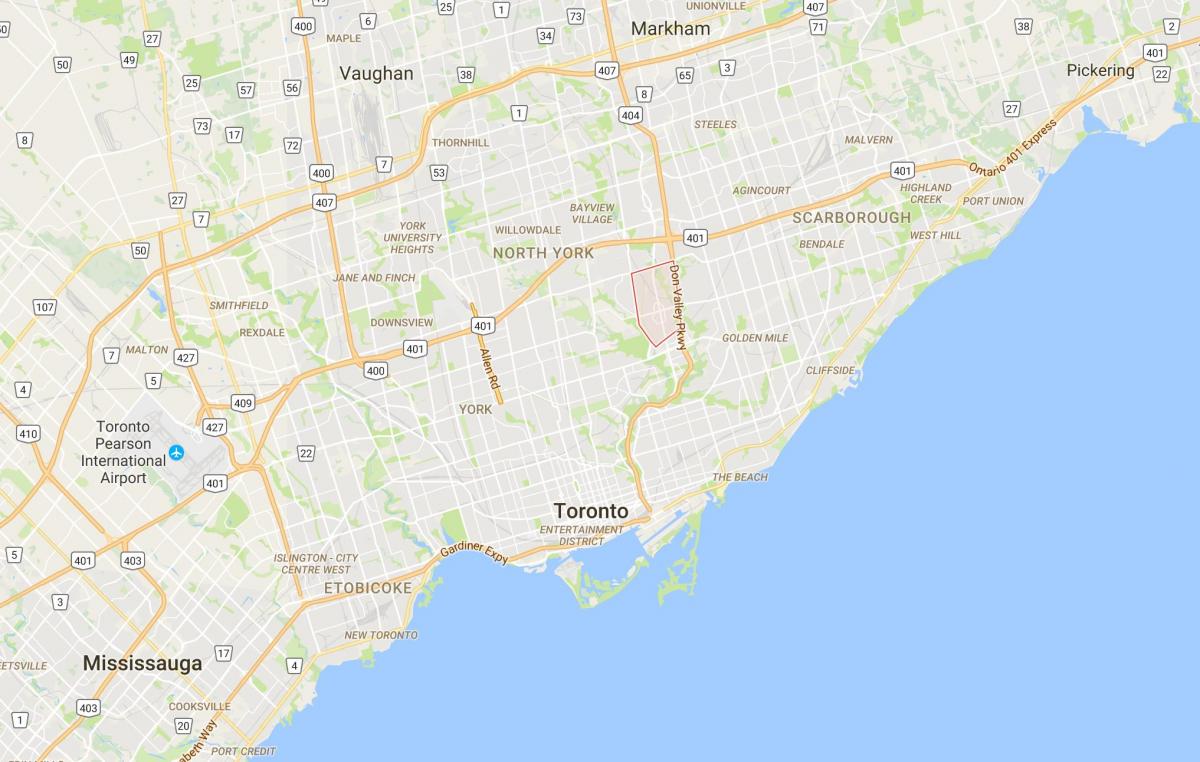 Kaart van Het Mills distrik Toronto
