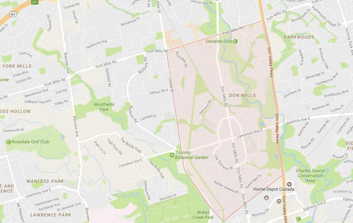 Kaart van Het Mills omgewing Toronto