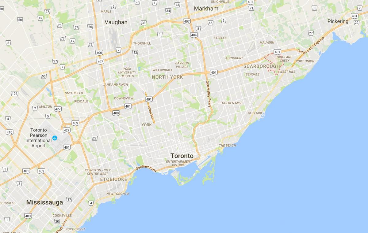 Kaart van die Morningside distrik Toronto