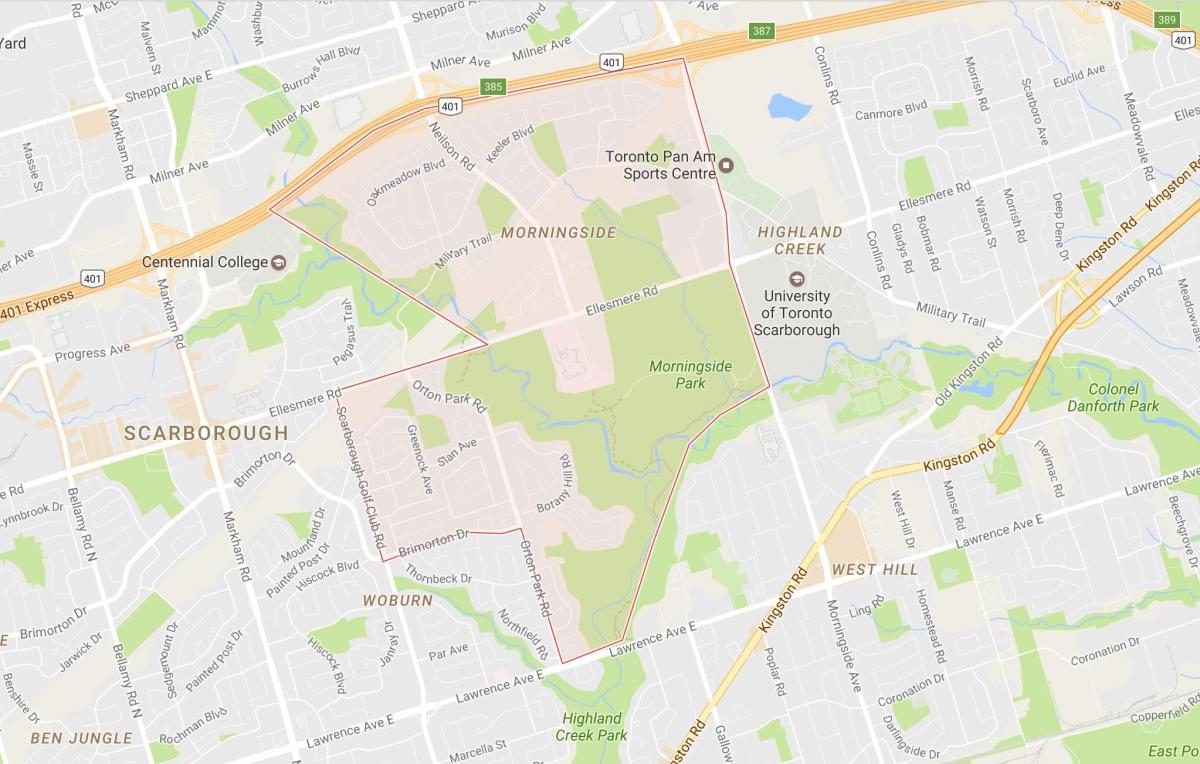 Kaart van die Morningside omgewing Toronto