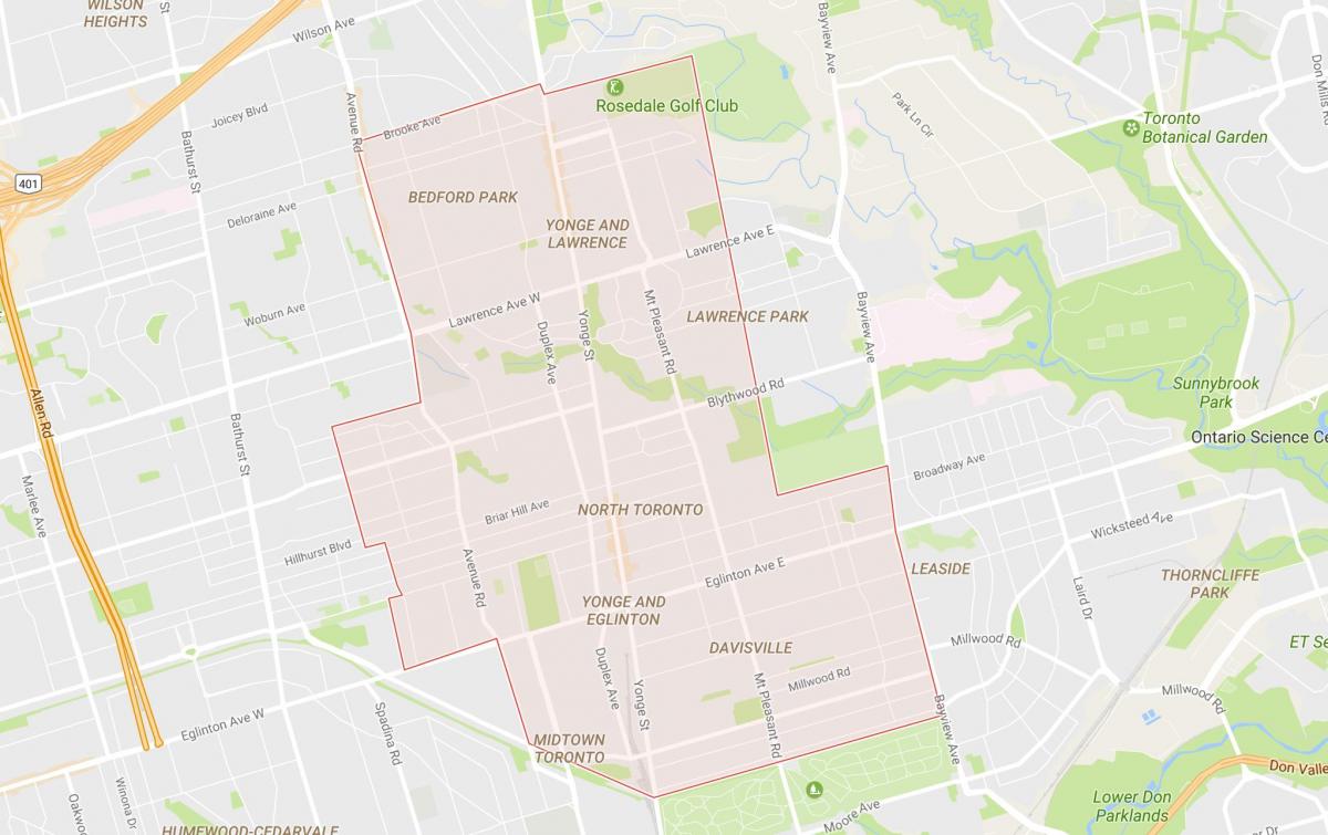 Kaart van Noord-omgewing Toronto