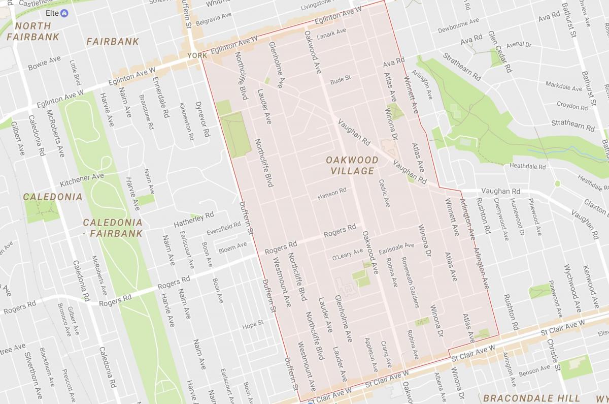 Kaart van Oakwood–Vaughan omgewing Toronto
