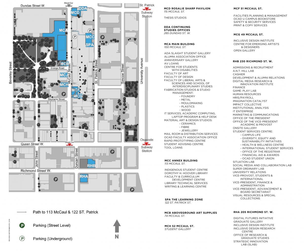 Kaart van OCAD Universiteit van Toronto