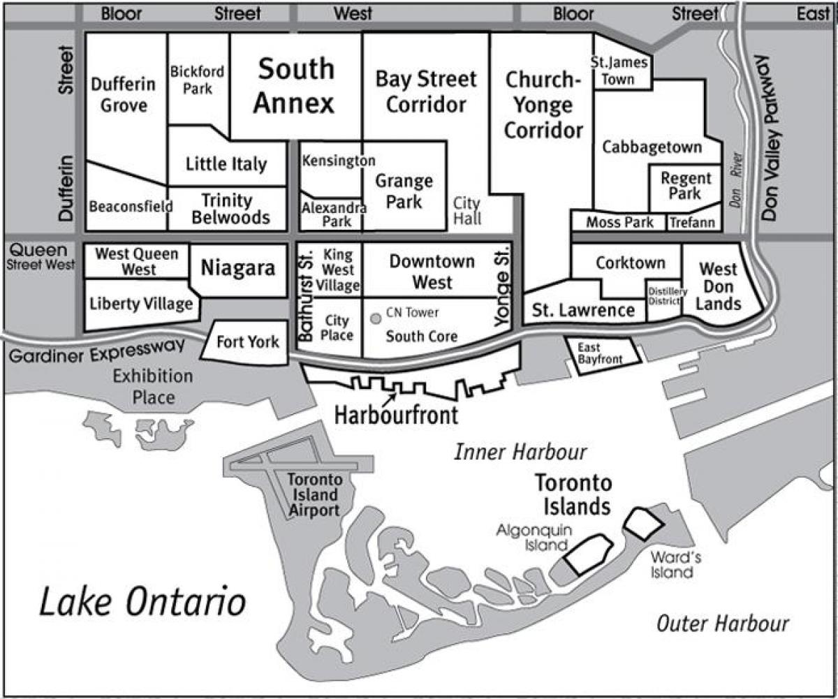 Kaart van die Omgewing Suid-Kern-Toronto