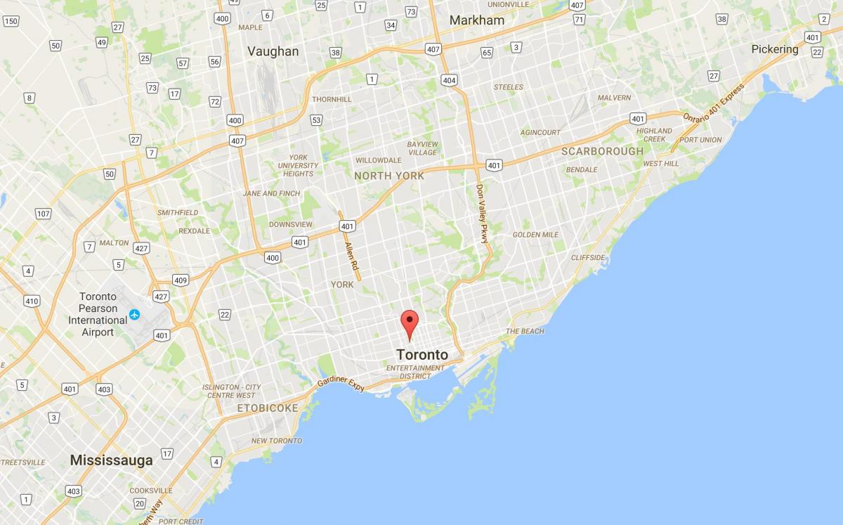 Kaart van die Ontdekking Distrik distrik Toronto