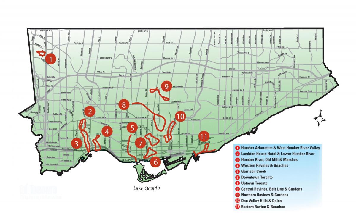 Kaart van die ontdekking loop Toronto
