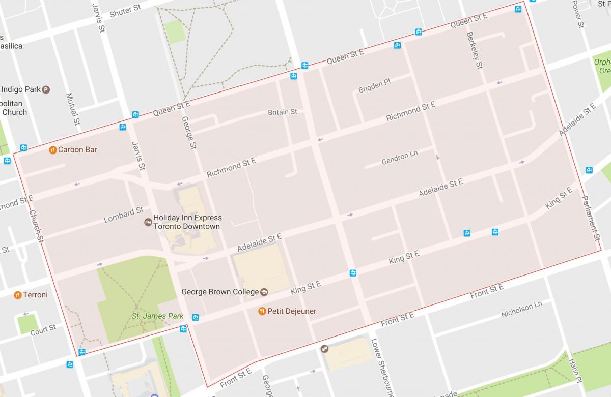Kaart van die Ou Dorp omgewing Toronto