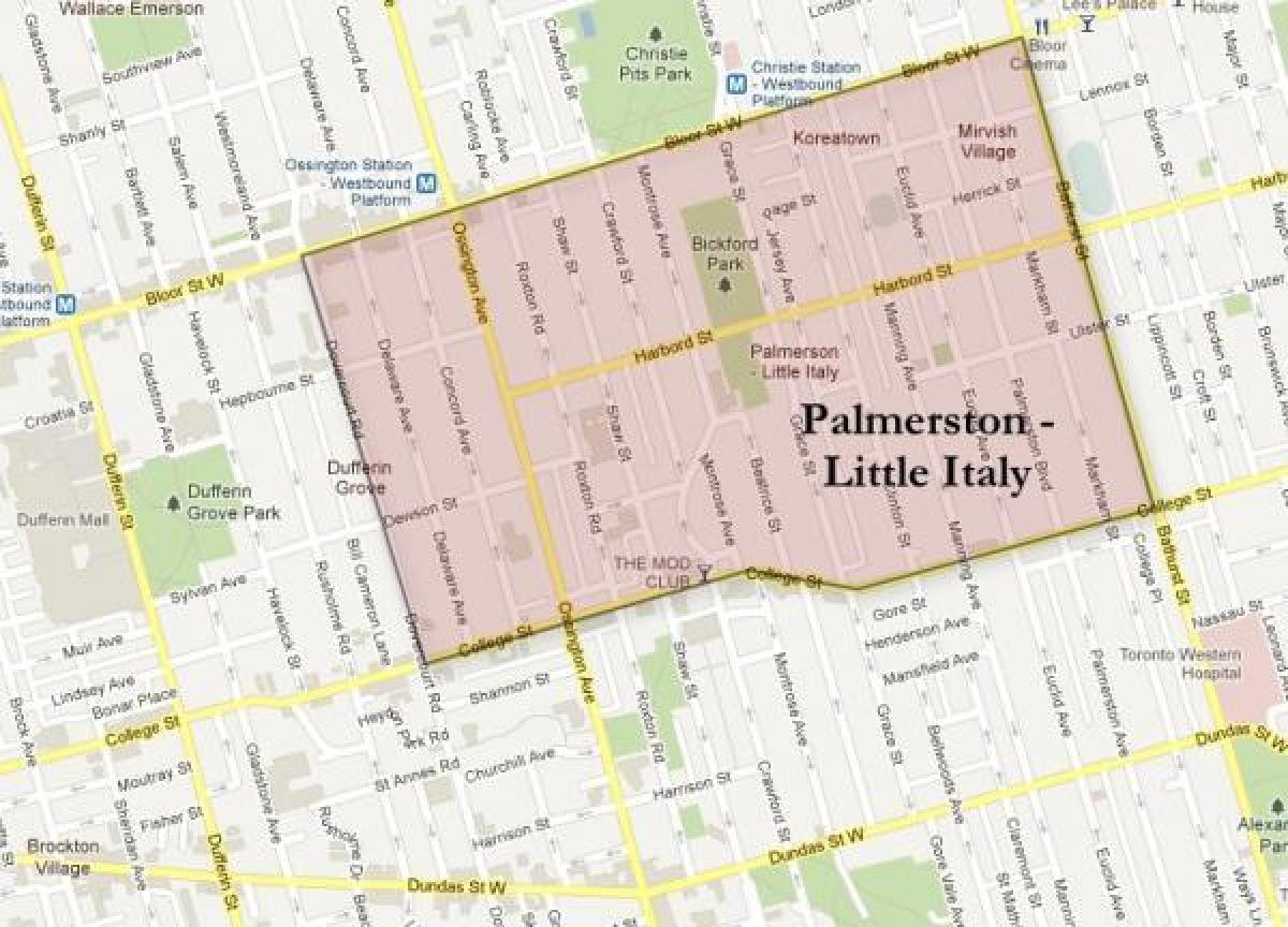 Kaart van Palmerston bietjie Italië Toronto