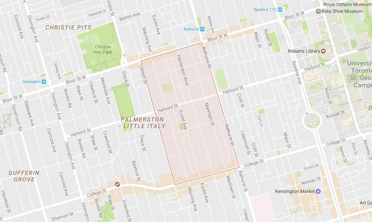 Kaart van Palmerston omgewing Toronto