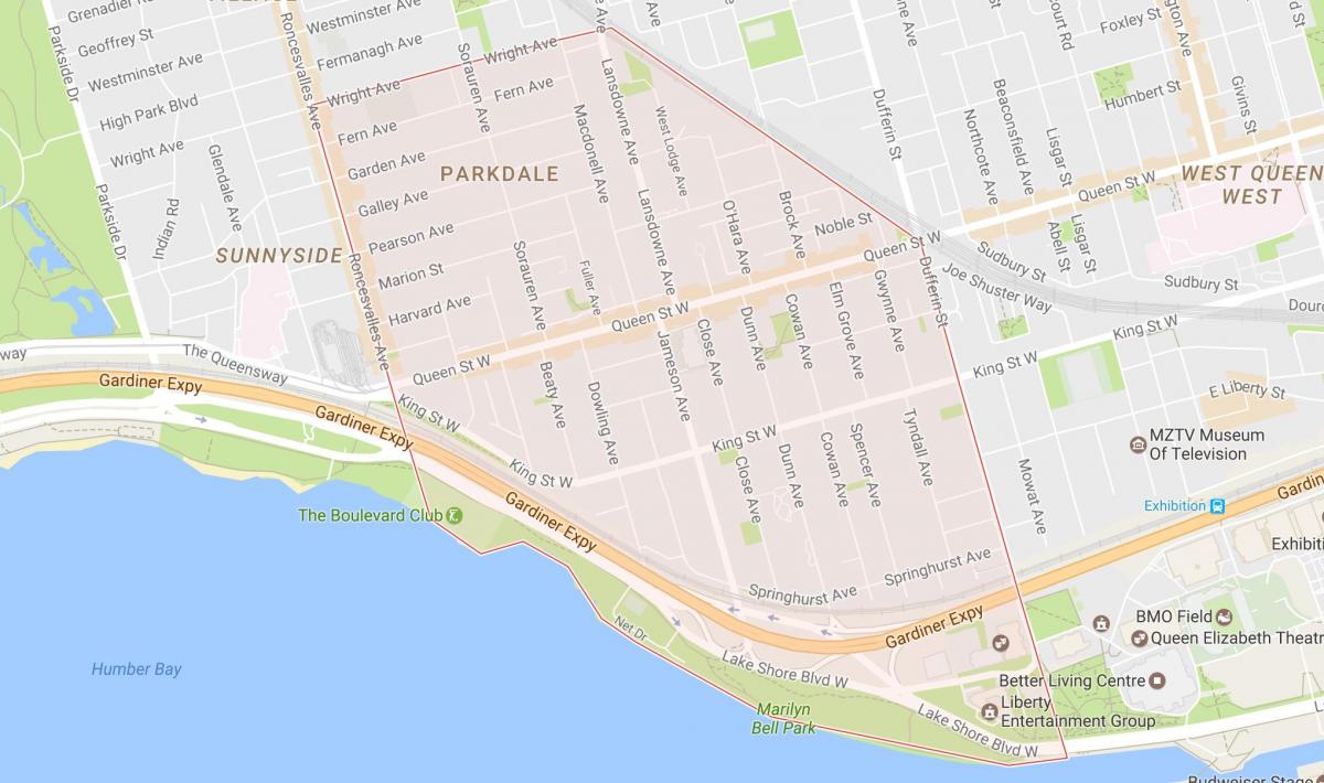 Kaart van Parkdale omgewing Toronto