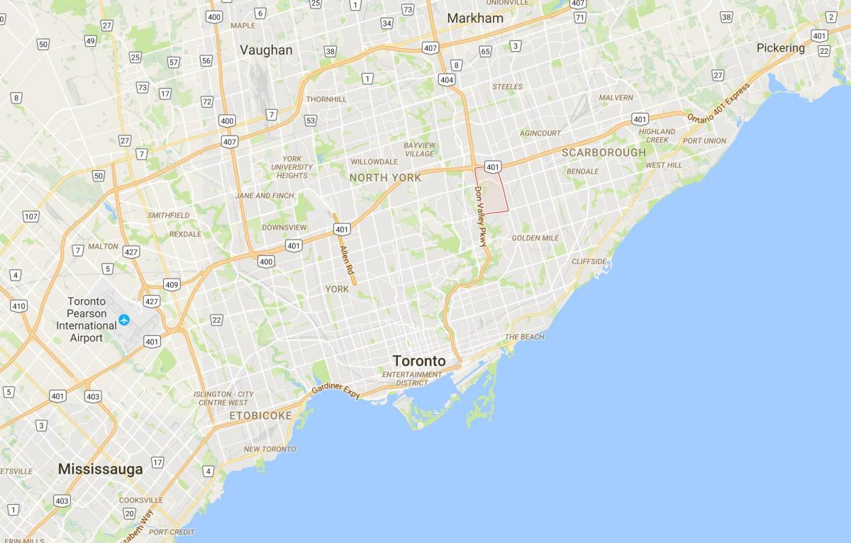 Kaart van Parkwoods distrik Toronto