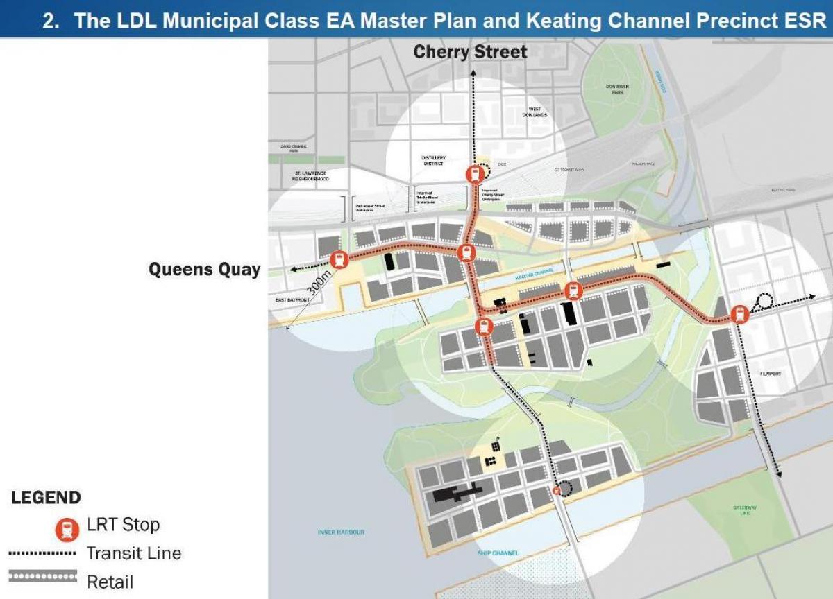 Kaart van Projets Oos-Waterfront Ooste Bayfront Toronto