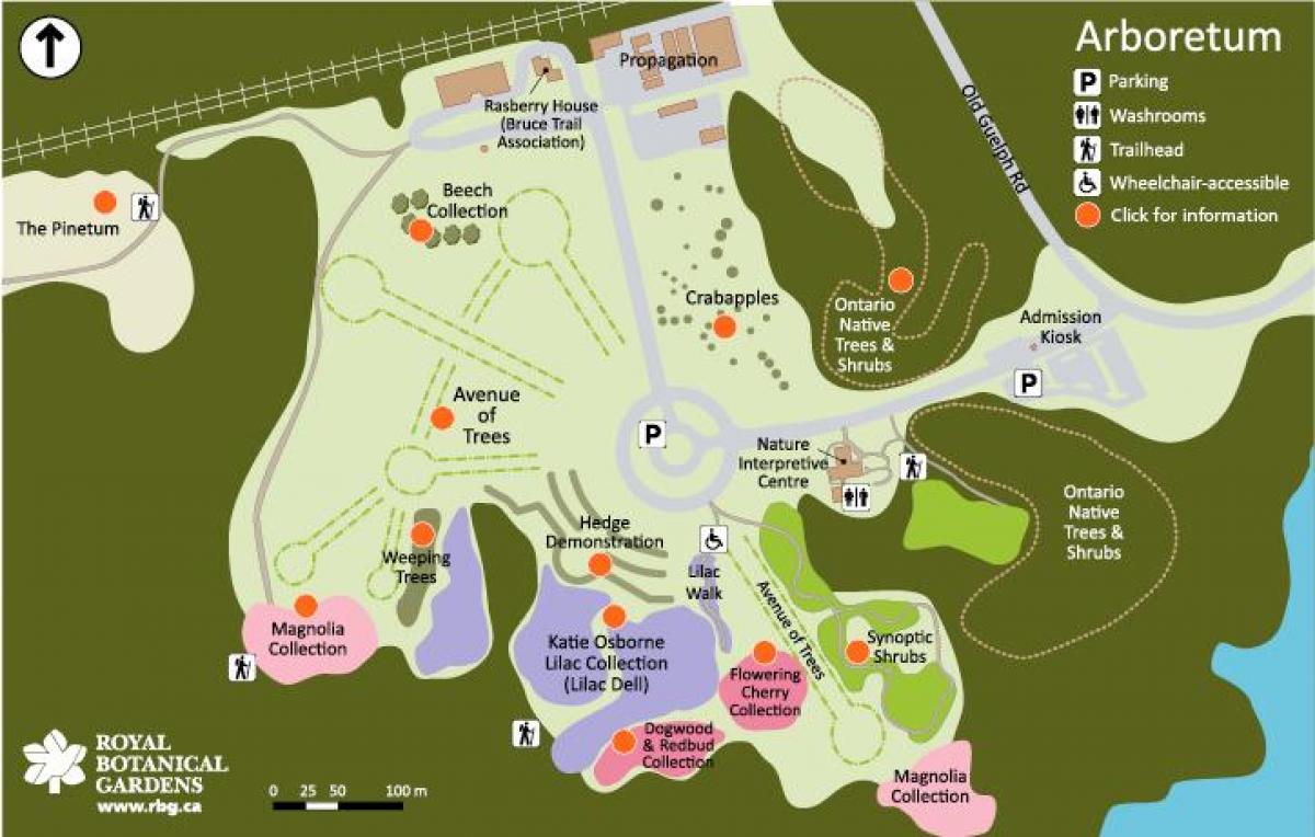 Kaart van die RBG Arboretum