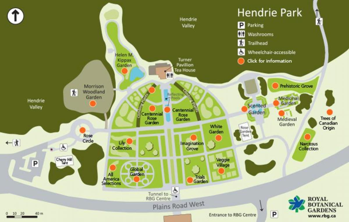 Kaart van die RBG Hendrie Park