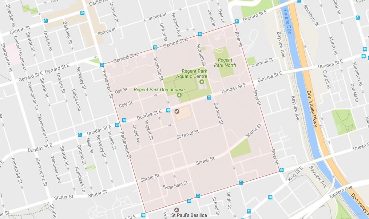 Kaart van Regent's Park omgewing Toronto