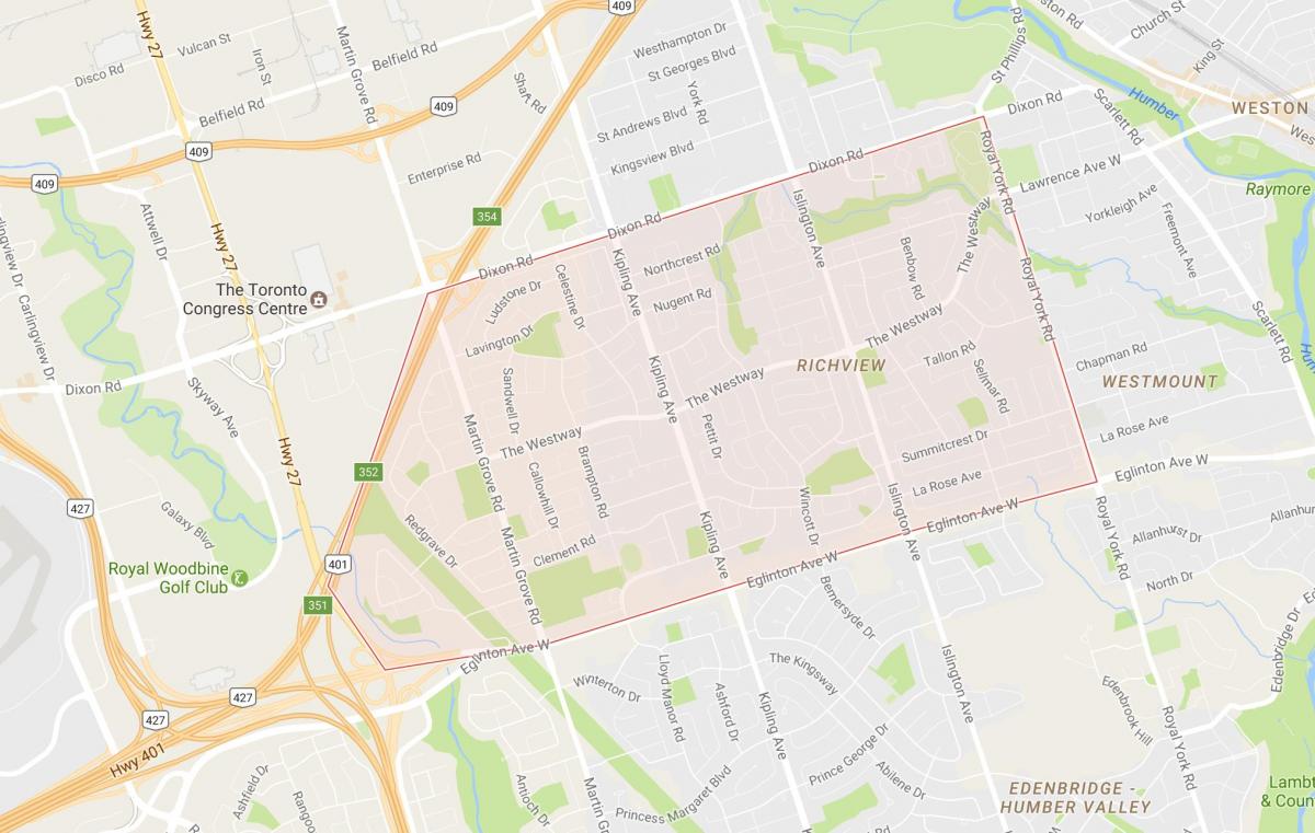 Kaart van Richview omgewing Toronto
