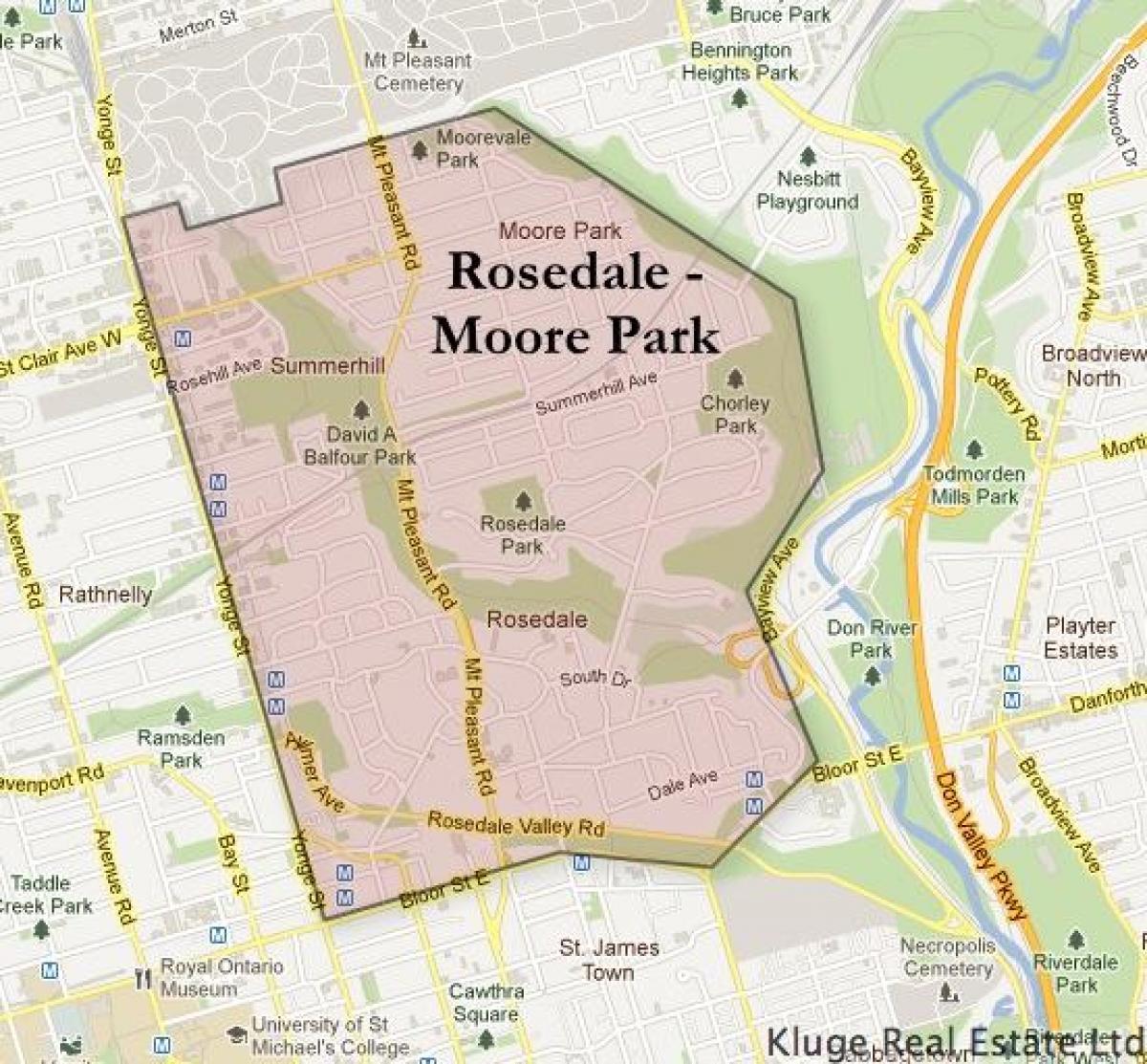 Kaart van Rosedale Moore Park Toronto