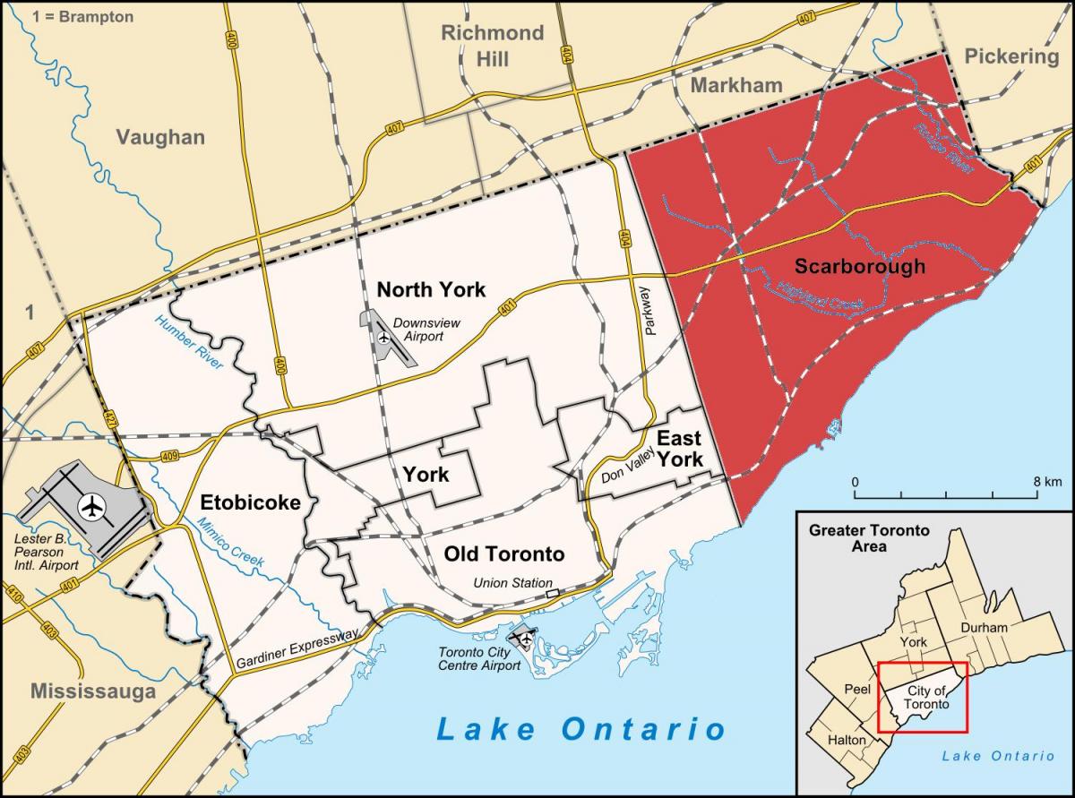 Kaart van Scarborough Toronto