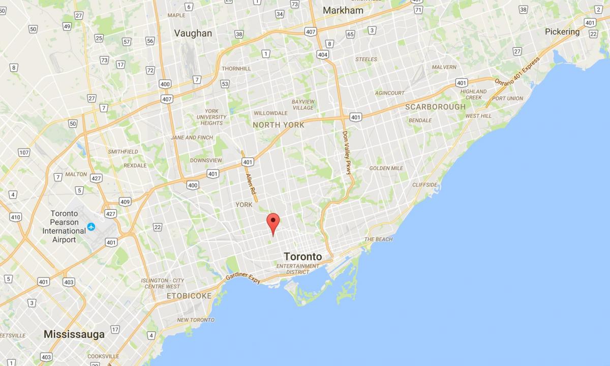 Kaart van Seaton Dorp distrik Toronto