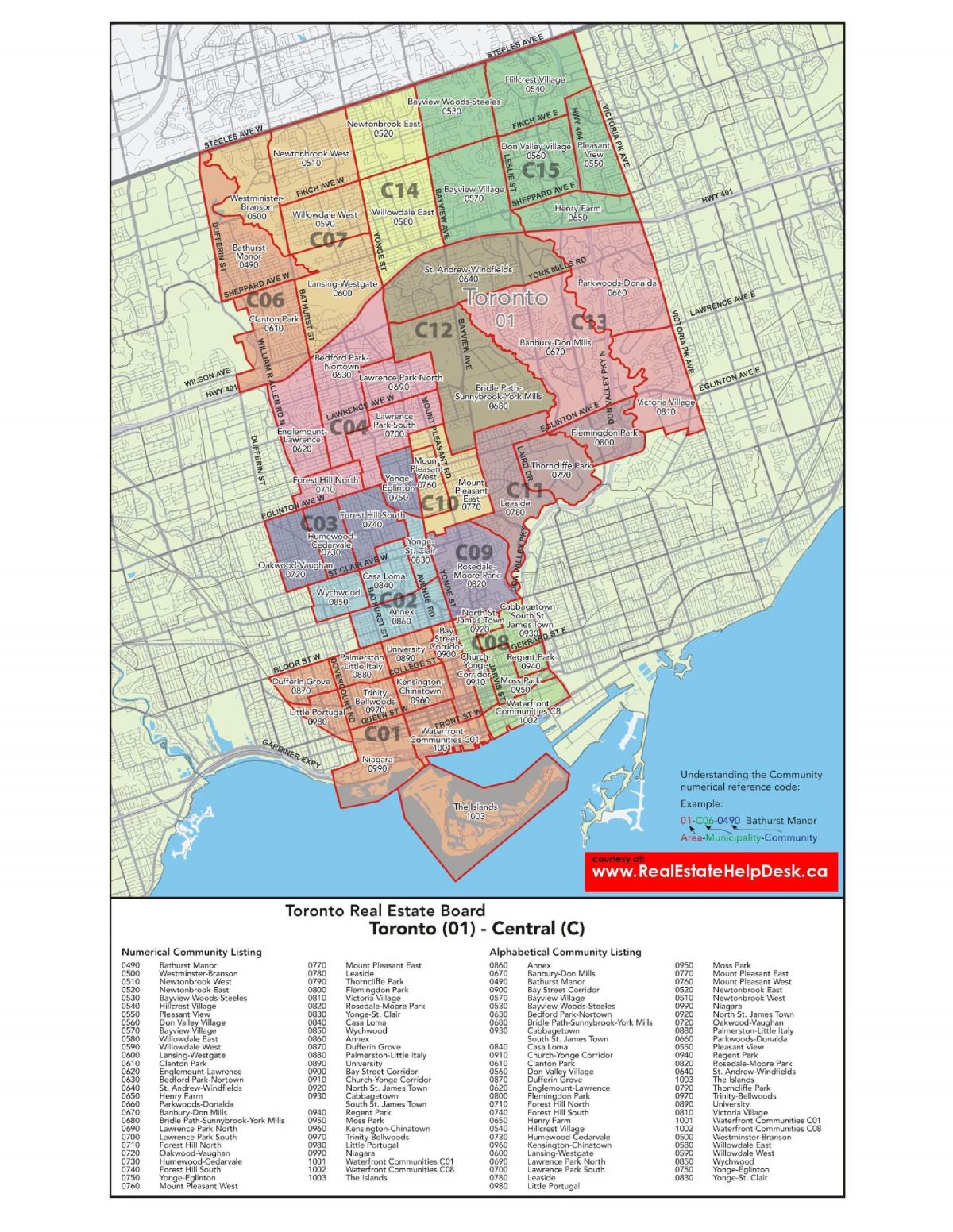 Kaart van Sentraal-Toronto