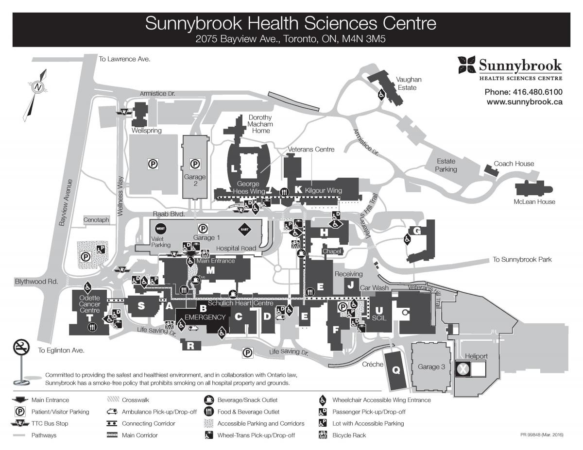 Kaart van Sunnybrook gesondheidswetenskappe sentrum - SHSC