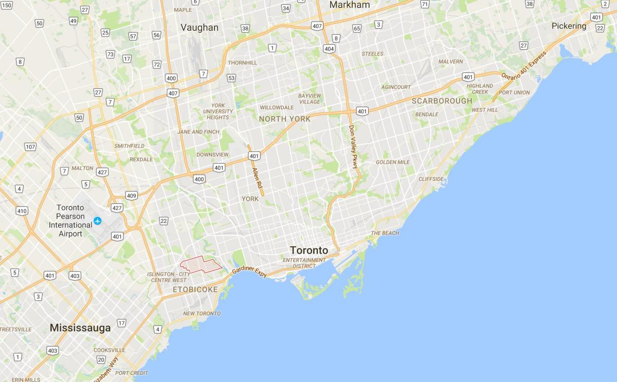 Kaart van Sunnylea distrik Toronto