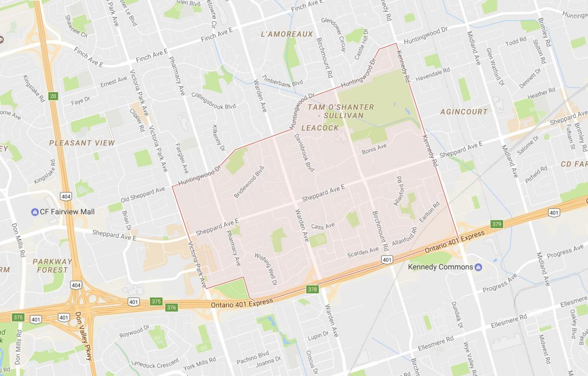 Kaart van Tam o'shanter – Sullivan omgewing Toronto