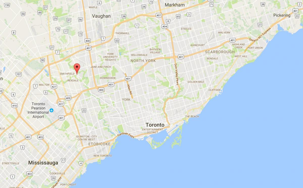 Kaart van Thistletown distrik Toronto